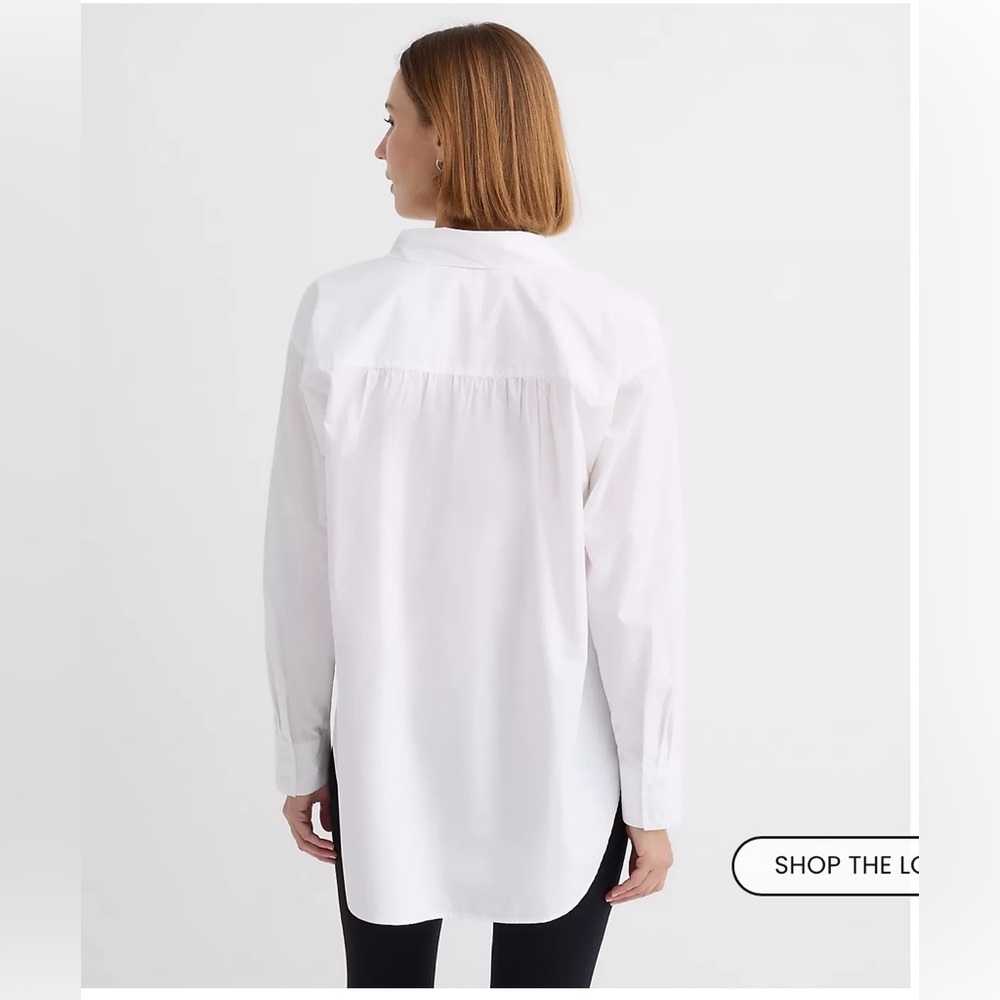 NWT LOFT White Bow Poplin Tunic Blouse - Picture 2 of 8